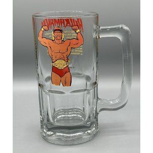 Vintage 1985 WWF Hulk Hogan Hulkamania Stein Large Heavy Glass Mug WWE Wrestling